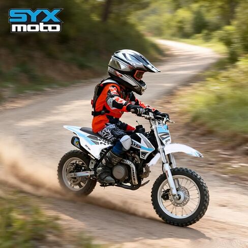 SYX MOTO 110cc Dirt Bike Teens 12+yrs,Automatic Transmission Electric Start 4-Stroke Gas Power Pit Bikes Youth Dirt Pitbike,Semi-auto Clutch,12"/10" Tires, Ideal Gift for Boys/Girls in Saudi Arabia
