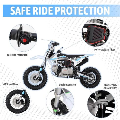 SYX MOTO 110cc Dirt Bike Teens 12+yrs,Automatic Transmission Electric Start 4-Stroke Gas Power Pit Bikes Youth Dirt Pitbike,Semi-auto Clutch,12"/10" Tires, Ideal Gift for Boys/Girls in Saudi Arabia
