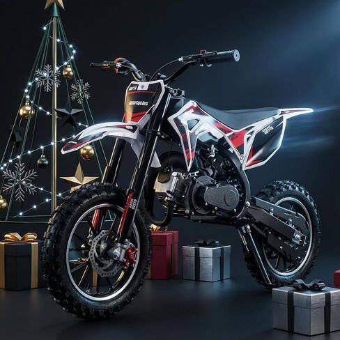 50cc Dirt Bike, Mini Pocket Gas Motorbike Motorcycle, Gas Power Tail Bike Motocross, Kids Mini Pit Bike with Disc Brakes & Headlights, EPA Approved, 25MPH Max Speed Black in Saudi Arabia