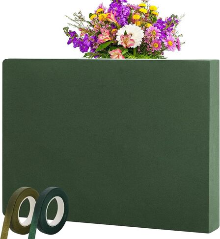 Elcoho 1 حزمة كبيرة قاعدة رغوة الأزهار 15.7 "L x 11.8" W x 2.4 "H كتلة رغوة الأزهار مع 2 شريط الأزهار الرطب الجاف الأزهار رغوة الطوب للمنزل قطع مركزية الزفاف الزهور الطازجة أو الاصطناعية DIY الفنون الحرف in Kuwait