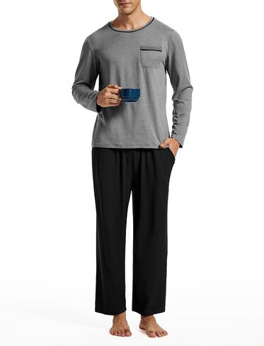 MoFiz Pajama Sets for Men & Women Long Sleeve 2 Piece Sleepwear Loungewear Sets Soft PJ's with Pockets in Kuwait