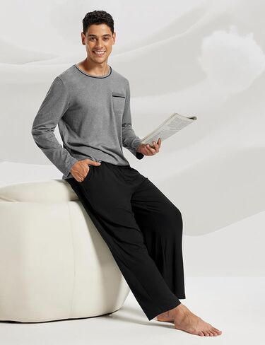 MoFiz Pajama Sets for Men & Women Long Sleeve 2 Piece Sleepwear Loungewear Sets Soft PJ's with Pockets in Kuwait