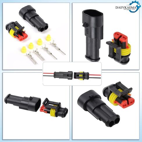 2 Pin Connector Waterproof, 16 AWG 2 Wire Connectors, Automotive Electrical Connectors Male and Female Way with Heat Shrink Tubing for Car Truck Boat Wire Connection, 10 Kits in Saudi Arabia