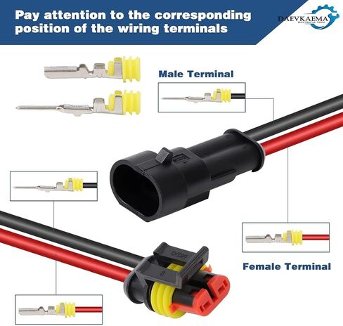 2 Pin Connector Waterproof, 16 AWG 2 Wire Connectors, Automotive Electrical Connectors Male and Female Way with Heat Shrink Tubing for Car Truck Boat Wire Connection, 10 Kits in Saudi Arabia