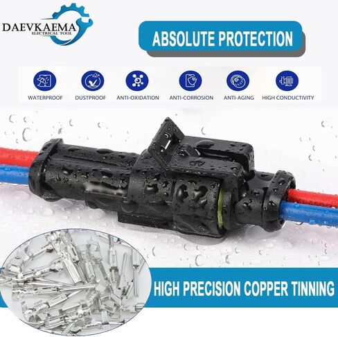 2 Pin Connector Waterproof, 16 AWG 2 Wire Connectors, Automotive Electrical Connectors Male and Female Way with Heat Shrink Tubing for Car Truck Boat Wire Connection, 10 Kits in Saudi Arabia