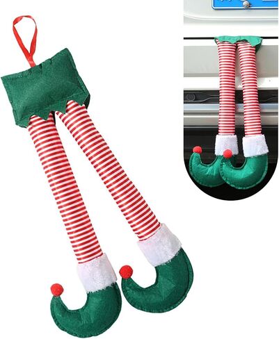 1 PC Christmas Elf Legs, Cute Pendant with Feet Sticking Out of The Trunk or Stuck on The Christmas Tree, Plush Stuffed Car Decoration Accessories, Universal for Most Cars (Multicolored) in Saudi Arabia