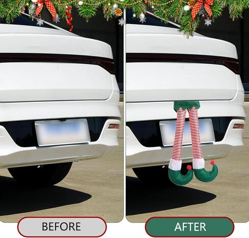 1 PC Christmas Elf Legs, Cute Pendant with Feet Sticking Out of The Trunk or Stuck on The Christmas Tree, Plush Stuffed Car Decoration Accessories, Universal for Most Cars (Multicolored) in Saudi Arabia