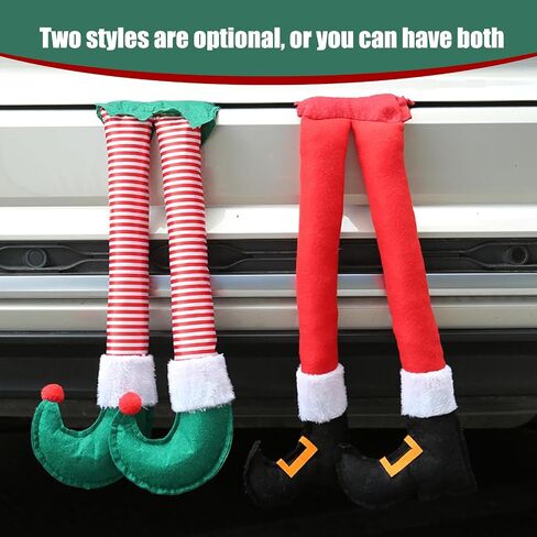 1 PC Christmas Elf Legs, Cute Pendant with Feet Sticking Out of The Trunk or Stuck on The Christmas Tree, Plush Stuffed Car Decoration Accessories, Universal for Most Cars (Multicolored) in Saudi Arabia