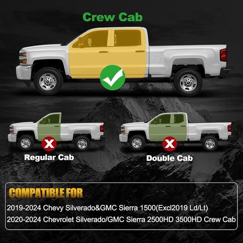 لوحات تشغيل ذات خطوات جانبية لكابينة الطاقم متوافقة مع 2019-2025 Chevy Silverado/GMC Sierra 1500 (باستثناء 2019 Ld/Lt) و2020-2025 Chevy Silverado/GMC Sierra 2500 HD 3500 HD، فولاذ محكم (طراز أسود وأحمر) in Saudi Arabia