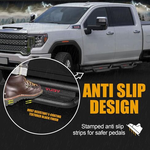 لوحات تشغيل ذات خطوات جانبية لكابينة الطاقم متوافقة مع 2019-2025 Chevy Silverado/GMC Sierra 1500 (باستثناء 2019 Ld/Lt) و2020-2025 Chevy Silverado/GMC Sierra 2500 HD 3500 HD، فولاذ محكم (طراز أسود وأحمر) in Saudi Arabia