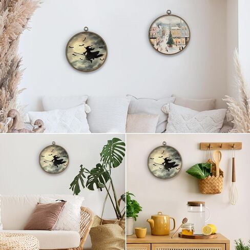 dvhdajed Fall Halloween Pumpkin Oval Wall Art Decor, Whimsical Moody Cowboys Framed Canvas Art, Vintage Western Gothic Oval Wall Hanging Decor for Home Bedroom Living Room, 8.7x11.3 In in Kuwait