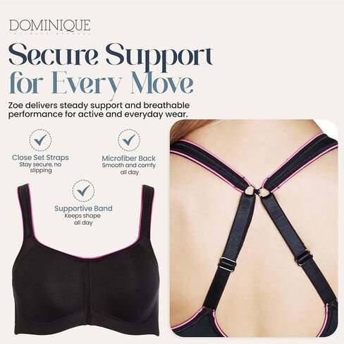 Dominique Women's Zoe Pro Max Support Convertible Racerback Bra (32B-44I) #6100 in Saudi Arabia