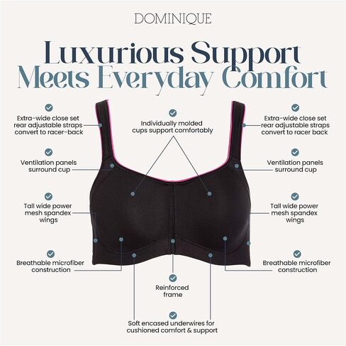 Dominique Women's Zoe Pro Max Support Convertible Racerback Bra (32B-44I) #6100 in Saudi Arabia
