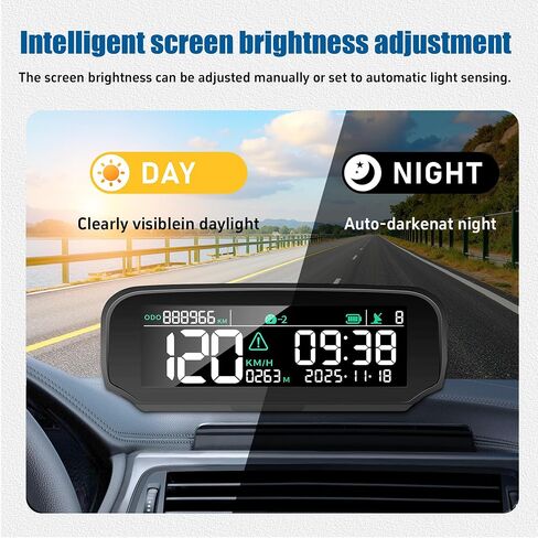 شاشة عرض لاسلكية X100 للسيارات الشمسية GPS عداد السرعة الرقمي مع شاشة LCD إنذار السرعة الزائدة KMH/MPH الوقت/الارتفاع/درجة الحرارة/عرض السرعة، تنبيه الاهتزاز، تعديل السطوع التلقائي in Saudi Arabia