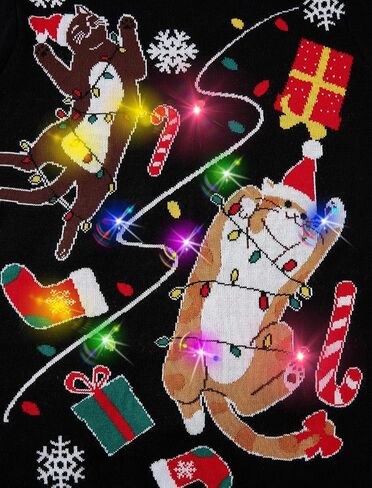 سترة RAISEVERN Ugly Christmas للنساء بلوفر محبوك مضيء لعيد الميلاد وسترات بأكمام طويلة in Kuwait