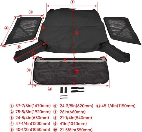 KUAFU Replacement Soft Top Compatible with 2010-2018 Jeep Wrangler JK 2-Door with Removable Side and Tinted Window, Black Premium Sailcloth Vinyl Soft Roof Cover in Saudi Arabia