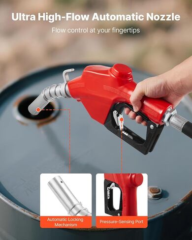 VEVOR Fuel Transfer Pump 110V, 20 GPM 76 L/min, AC Electric Oil Transfer Pump, with Auto Shut-Off Fuel Nozzle & Discharge Hose, High Flow Kit for Gasoline, Diesel, Kerosene, Biodiesel, Ethanol Blends in Saudi Arabia