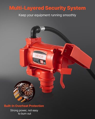 VEVOR Fuel Transfer Pump 110V, 20 GPM 76 L/min, AC Electric Oil Transfer Pump, with Auto Shut-Off Fuel Nozzle & Discharge Hose, High Flow Kit for Gasoline, Diesel, Kerosene, Biodiesel, Ethanol Blends in Saudi Arabia