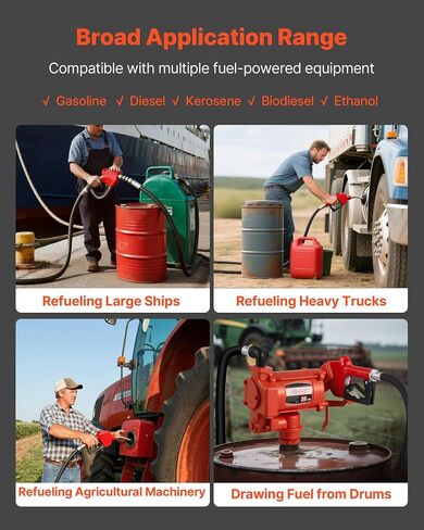 VEVOR Fuel Transfer Pump 110V, 20 GPM 76 L/min, AC Electric Oil Transfer Pump, with Auto Shut-Off Fuel Nozzle & Discharge Hose, High Flow Kit for Gasoline, Diesel, Kerosene, Biodiesel, Ethanol Blends in Saudi Arabia