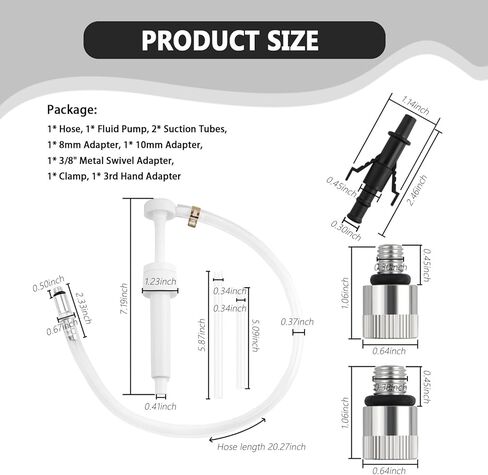 Transmission Fluid Pump Kit with 3/8" Swivel,Lower Unit Gear Oil Pump Kit Includes 8mm & 10mm Adapters/Suction Tube,Multi-Purpose Differential Fluid Pumps Kits for Oil Transfer in Kuwait