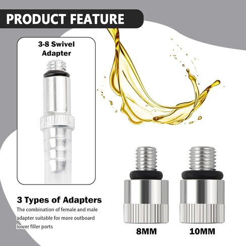 Transmission Fluid Pump Kit with 3/8" Swivel,Lower Unit Gear Oil Pump Kit Includes 8mm & 10mm Adapters/Suction Tube,Multi-Purpose Differential Fluid Pumps Kits for Oil Transfer in Kuwait