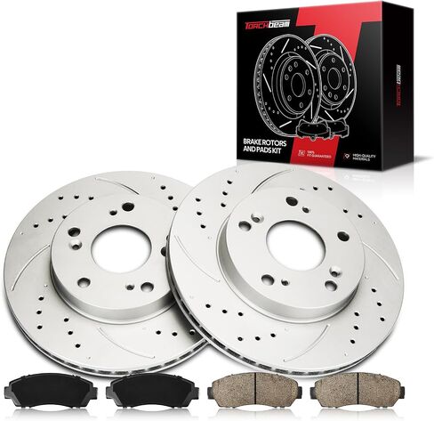 Torchbeam Front Brake Kit, 10.3" Drilled and Slotted Brake Rotors Ceramic Brake Pads Compatible for 2015 Honda Civic 1.8L in Saudi Arabia