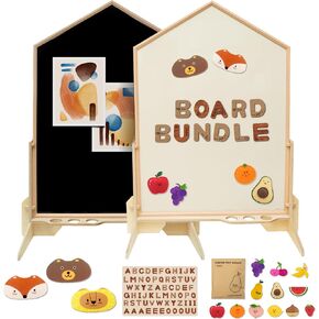 NORITER PROJECTㅣDream Bundle (Double-Sided Magnetic Marker Board + Birchwood Stand + Alphabet Magnets + Fruit Felt Magnets + Magnetic Eraser Set (3)) ㅣMade in Korea in Saudi Arabia