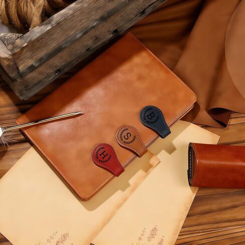 3PCS Personalized Magnetic Leather Bookmark, 26 Letters Custom Bookmarks, Customized Engraved Name Initial Book Mark for Book Lovers Readers Teachers Women Men, A in Saudi Arabia