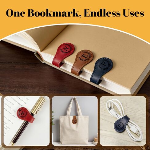 3PCS Personalized Magnetic Leather Bookmark, 26 Letters Custom Bookmarks, Customized Engraved Name Initial Book Mark for Book Lovers Readers Teachers Women Men, A in Saudi Arabia