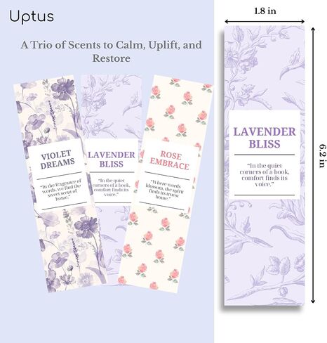 Scented Bookmarks with Tassels – Set of 3 (Lavender, Violet & Rose Bookmark Scents) – Premium Scratch & Sniff Book Marks for Reading, Relaxation & Gift for Book Lovers in Saudi Arabia
