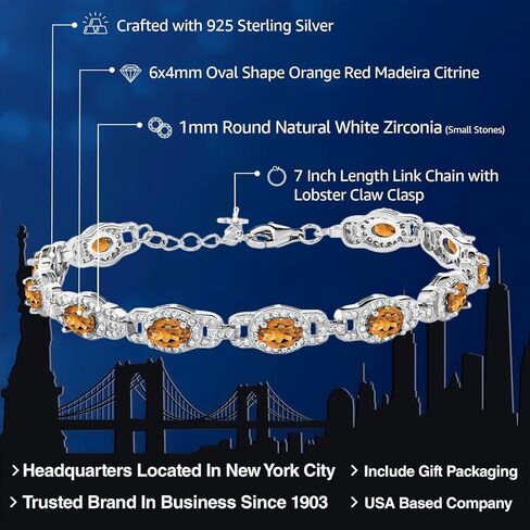 Gem Stone King 925 Sterling Silver Blue Created Sapphire Tennis Bracelet For Women (10.20 Cttw, Oval 6X4MM, 7 Inch With 1 Inch Extender) in Kuwait