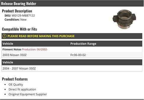 Release Bearing Holder - Compatible with 2003-2007 Nissan 350Z (From 6/2002) in Saudi Arabia