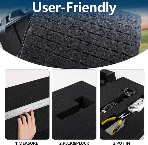 4pcs Pick and Pluck Foam - 12 x 12 x 2 &12 x 12 x 0.4 IN Gun Case Foam Sheets Padding Pre-Cube Sheets with Bottom Packing for Gun Cases Padding Storage Organizer in Saudi Arabia