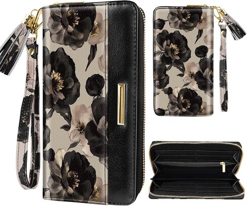 Coco Rossi Wallets for Women PU Leather Card Holder Organizer Ladies Clutch with Tassel Wristlet Wrist strap in Kuwait
