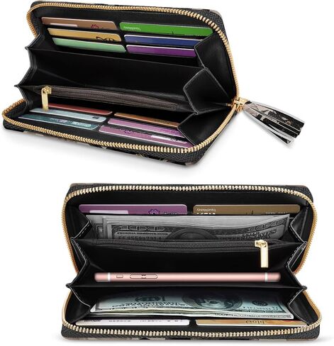 Coco Rossi Wallets for Women PU Leather Card Holder Organizer Ladies Clutch with Tassel Wristlet Wrist strap in Kuwait