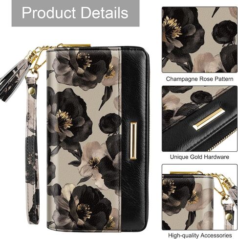 Coco Rossi Wallets for Women PU Leather Card Holder Organizer Ladies Clutch with Tassel Wristlet Wrist strap in Kuwait