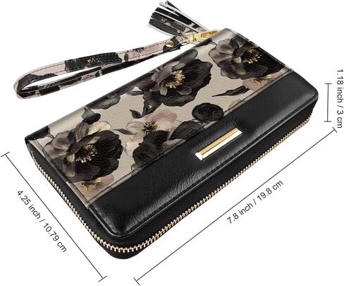Coco Rossi Wallets for Women PU Leather Card Holder Organizer Ladies Clutch with Tassel Wristlet Wrist strap in Kuwait