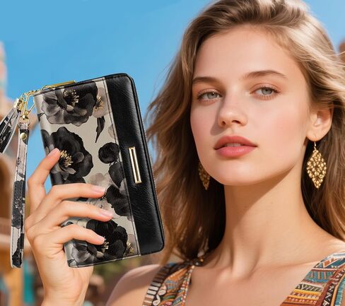 Coco Rossi Wallets for Women PU Leather Card Holder Organizer Ladies Clutch with Tassel Wristlet Wrist strap in Kuwait
