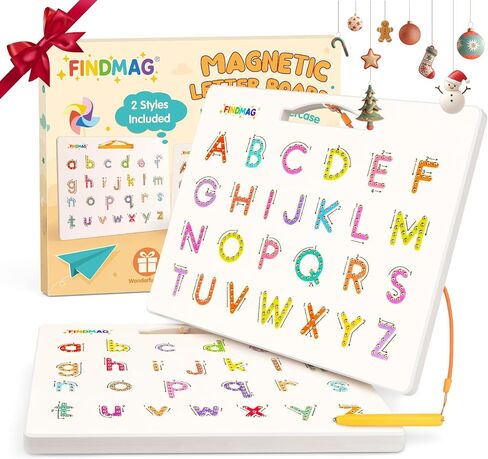 FINDMAG Magnetic Letter Board, Perfect Christmas Gifts for Kids, Double Sided Magnetic Drawing Boards for Toddlers, Letter Tracing Board for Handwriting, Preschool Learning Toy, Ideal Stocking Stuffer in Saudi Arabia