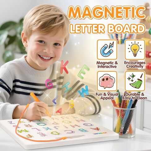 FINDMAG Magnetic Letter Board, Perfect Christmas Gifts for Kids, Double Sided Magnetic Drawing Boards for Toddlers, Letter Tracing Board for Handwriting, Preschool Learning Toy, Ideal Stocking Stuffer in Saudi Arabia