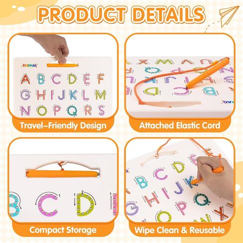 FINDMAG Magnetic Letter Board, Perfect Christmas Gifts for Kids, Double Sided Magnetic Drawing Boards for Toddlers, Letter Tracing Board for Handwriting, Preschool Learning Toy, Ideal Stocking Stuffer in Saudi Arabia
