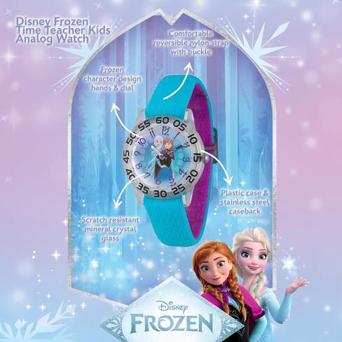 Disney Frozen Kids' Plastic Time Teacher Analog Quartz Nylon Strap Watch, Purple in Kuwait