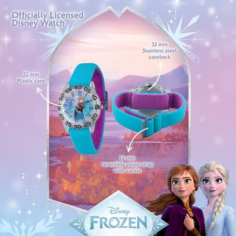 Disney Frozen Kids' Plastic Time Teacher Analog Quartz Nylon Strap Watch, Purple in Kuwait