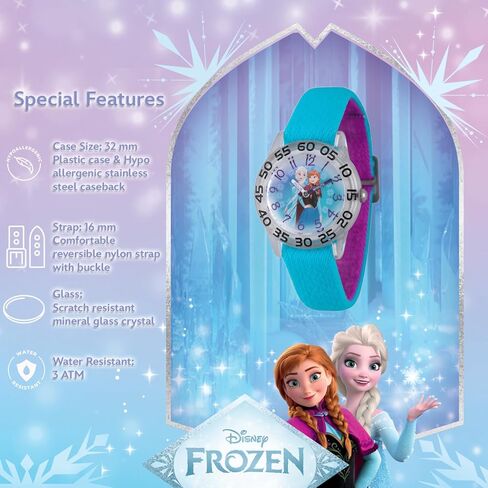 Disney Frozen Kids' Plastic Time Teacher Analog Quartz Nylon Strap Watch, Purple in Kuwait