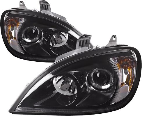 المصابيح الأمامية لـ HEADLIGHTSDEPOT متوافقة مع Freightliner Columbia 1996-2011 تتضمن السائق الأيسر وجانب الراكب الأيمن مجموعة المصابيح الأمامية الهالوجين ذات الغلاف الأسود in Saudi Arabia