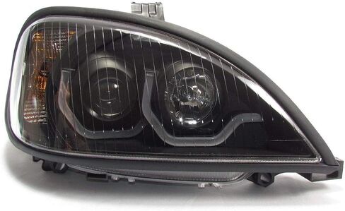 مصباح أمامي لجهاز العرض Fortpro باللون الأسود مع شريط إضاءة LED متوافق مع Freightliner Columbia 1996-2018 - جانب الركاب | F236804 in Saudi Arabia