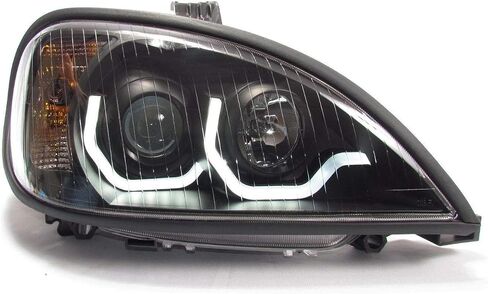 مصباح أمامي لجهاز العرض Fortpro باللون الأسود مع شريط إضاءة LED متوافق مع Freightliner Columbia 1996-2018 - جانب الركاب | F236804 in Saudi Arabia