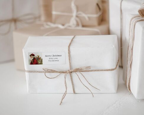Personalized Christmas Return Address Labels - Over 40 Santa & Festive Elements to Choose from - Custom Self Adhesive Holiday Stickers for Envelopes (60-960 Labels) in Saudi Arabia