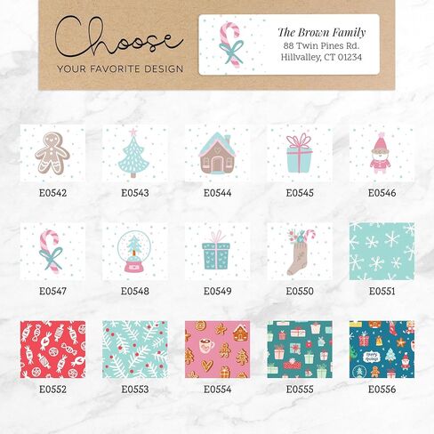 Personalized Christmas Return Address Labels - Over 40 Santa & Festive Elements to Choose from - Custom Self Adhesive Holiday Stickers for Envelopes (60-960 Labels) in Saudi Arabia