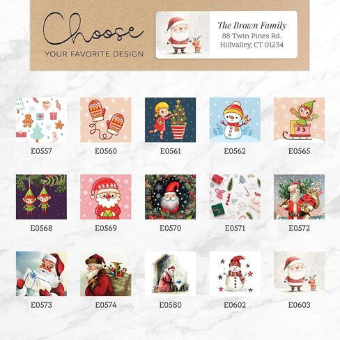 Personalized Christmas Return Address Labels - Over 40 Santa & Festive Elements to Choose from - Custom Self Adhesive Holiday Stickers for Envelopes (60-960 Labels) in Saudi Arabia
